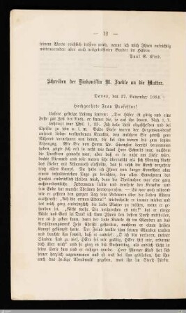 Schreiben der Diakonissin M. Jaehle