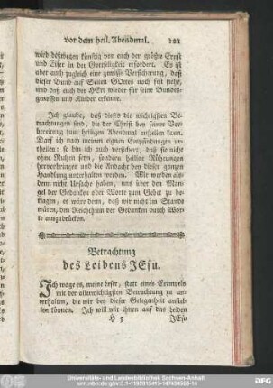Betrachtung des Leidens Jesu.