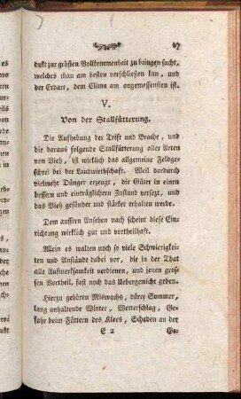 V. Von der Stallfütterung.