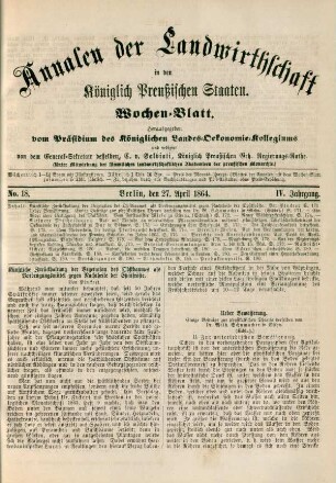 No. 18. Berlin, den 27. April 1864. IV. Jahrgang.
