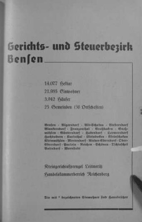 Gerichts- und Steuerbezirk Bensen