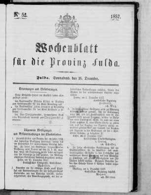 Nr. 52, Ausgabe vom 26. Dezember 1857