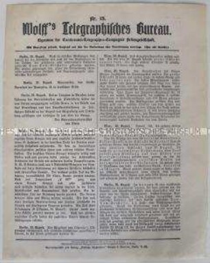 Nachrichtenblatt "Wolff's Telegraphisches Bureau"