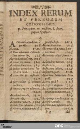 Index Rerum Et Verborum Copiosissimus.