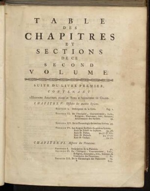 Table des Chapitres et Sections de ce Second Volume.
