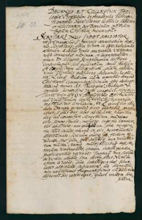 Testimonium theologicum et ordinatioris für den von Wilhelm Seemann von Mangern, kaiserlicher Konsiliarius in Niederösterreich berufenen hzgl. Stipendianten Mag. Jakob Laelius aus Markgröningen.