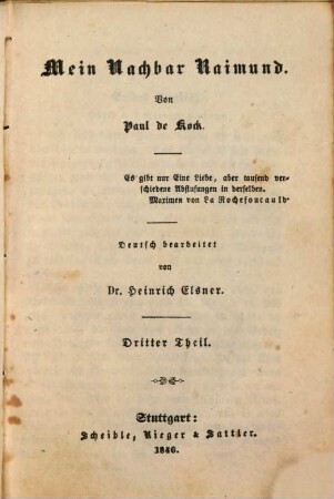 Paul de Kock's humoristische Romane, deutsch bearbeitet von Heinrich Elsner. 93