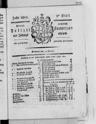 8tes Stück, Ausgabe vom 24. Februar 1802