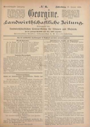 Einundsechzigster Jahrgang. No. 4. Insterburg, 26. Januar 1893.