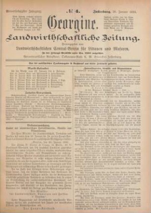 Einundsechzigster Jahrgang. No. 4. Insterburg, 26. Januar 1893.