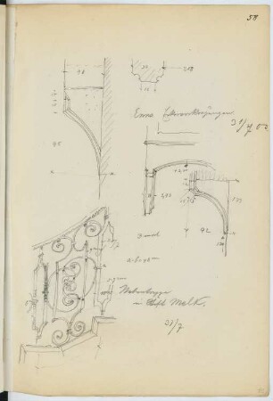 Kirche, Enns: Details (aus: Skizzen- und Fotoalbum 21)
