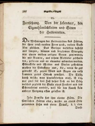 11. Fortsetzung. Von der Lebensart, den Eigenthümlichkeiten und Sitten der Hottentotten