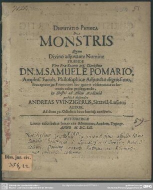 Disputatio physica de monstris