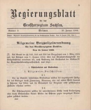 7. Allgemeine Bergpolizeiverordnung für das Großherzogtum Sachsen