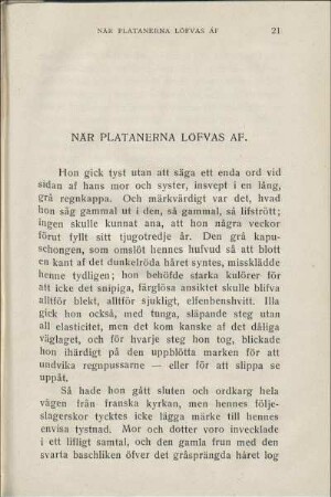 När Platanerna Löfvas Af.
