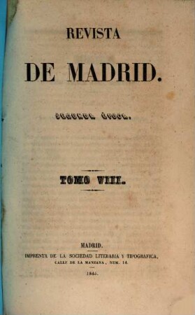 Revista de Madrid. 8. 1845