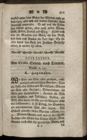 CCCLXXXIIII. Am XVIIII Sonnt. nach Trinitat. Epist. v. 25.