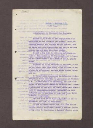Aufzeichnungen von Conrad Haußmann über den 09.11.1919