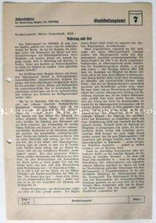 Informationsblatt der NSDAP-Gauleitung Sachsen (Gauschulungsamt) zur Organisation des Amtes