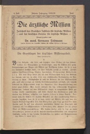 4. Heft. Zehnter Jahrgang 1919/20. Juni