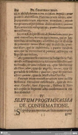 IV. [i.e. VI.] Sextum Progymnasma De Confirmatione