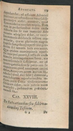 Cap. XXVIII. De Salvationibus seu sublevationibus Testium.