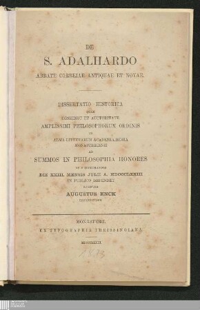 De S. Adalhardo abbate Corbeiae antiquae et novae