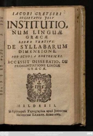 3: De Syllabarum Dimensione : Pro Schola Rhetorices