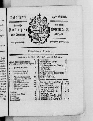 45tes Stück, Ausgabe vom 11. November 1801