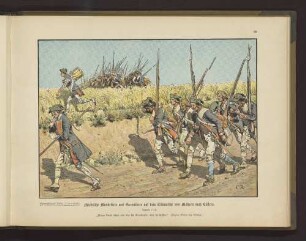 Märkische Musketiere und Grenadiere auf dem Eilmarsche von Mähren nach Küstrin