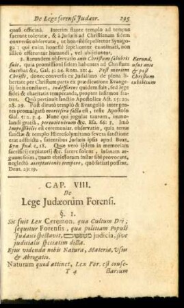Cap. VIII. De Lege Judaeorum Forensi.
