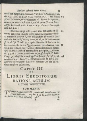 Caput III. De Libris Eruditorum Ratione Actuum Ultimae Voluntatis.