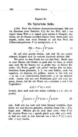 Kapitel XI - XIV. Die Taylor'sche Reihe. Hilfsmittel für die Integration. Die Fourier'sche Reihe. Differentialgleichungen.
