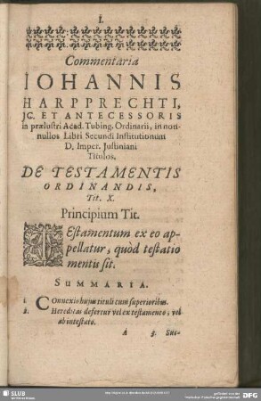 De Testamentis Ordinandis, Tit. X.