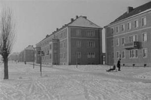 Winter in Leipzig, Blick in die Kopernikusstraße in Leipzig-Mockau