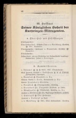 III. Hofstaat Seiner königlichen Hoheit des Kurprinzen=Mitregenten.