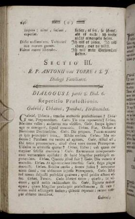 Sectio III. R. P. Antonii van Torre e S. J. Dialogi Familiares.