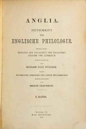 Anglia : journal of English philology. 1, 1. 1878