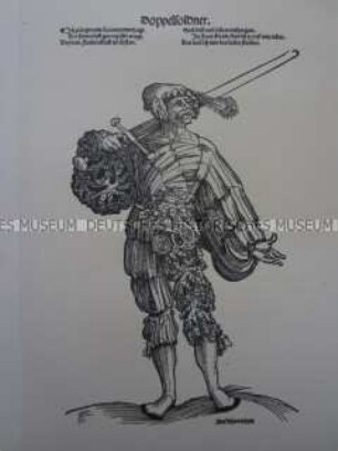 Kriegerdarstellung, Landsknecht mit Bidenhänder, 1510/1530.