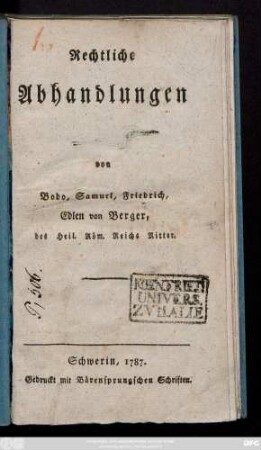 Rechtliche Abhandlungen