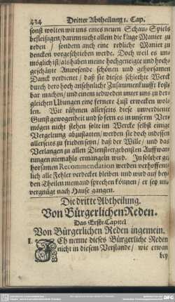 Die dritte Abtheilung. Von Bürgerlichen Reden