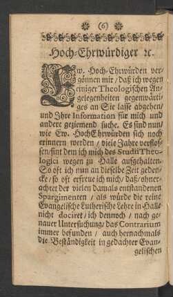 Hoch-Ehrwürdiger [et]c.