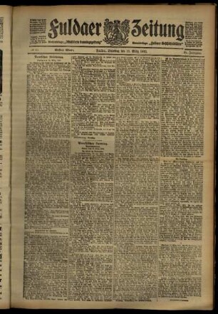 Erste Ausgabe vom Dienstag, den 19. März 1912.