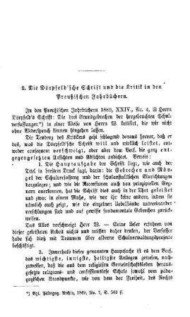 Die Dörpfeld'sche Schrift und die Kritik in den Preußischen Jahrbüchern : Sprechsaal