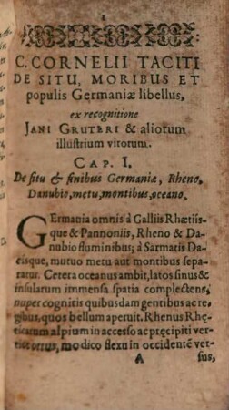 Politica Germanorum virtus et libertas ... Tacito