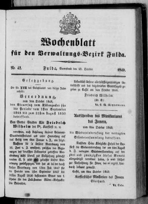Nr. 42, Ausgabe vom 20. Oktober 1849