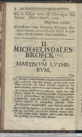 II. Michaelis Dalenbroeck ad Martinum Lutherum