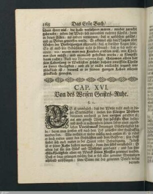 Cap. XVI. Von des Weisen Geistes-Ruhe.