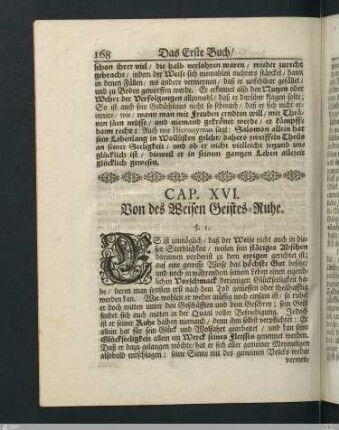 Cap. XVI. Von des Weisen Geistes-Ruhe.
