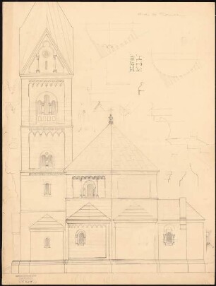 Kirche in romanischem Stil: Romanische Kirche mit Turm und Zentralbau mit Kapellenkranz